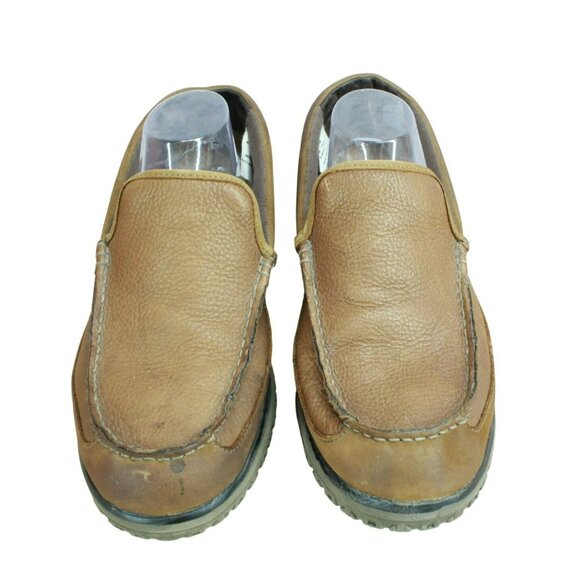 LL Bean All Week Brown Leather Shearling Lined Cozy Moccasin Slippers Size 12 M - Picture 5 of 9